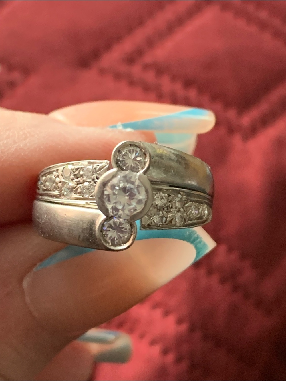 Vintage Silver Ring with Three Sparkling CZ Stones